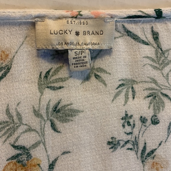 Lucky Brand Boho Cream Flowered Shirt Size Small - Picture 6 of 7